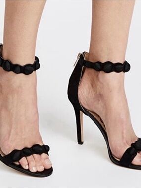 Sam Edelman Addison Black Beaded Ankle-Strap Stiletto Sandals